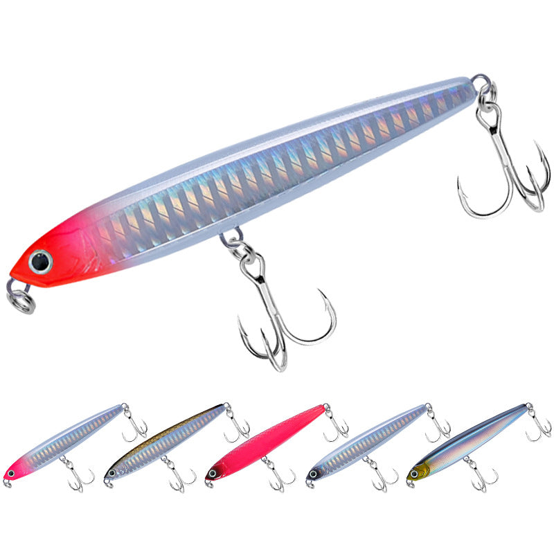 Long cast sinking water pencil ghost Luya bait three hook blood groove hook hard bait