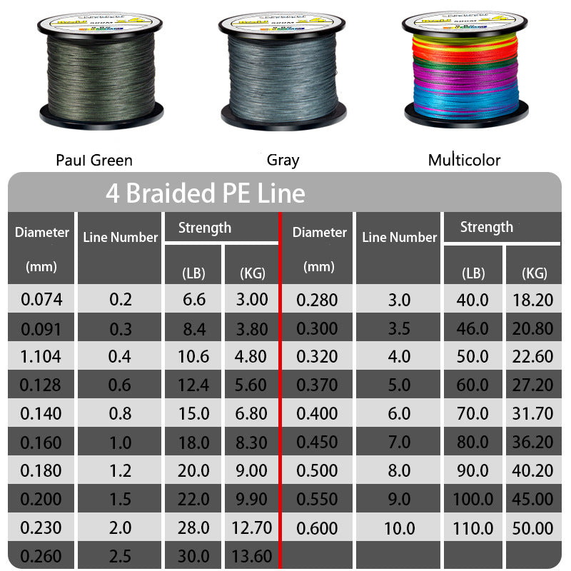 4 braided 500m PE line fishing line sub-sea fishing line
