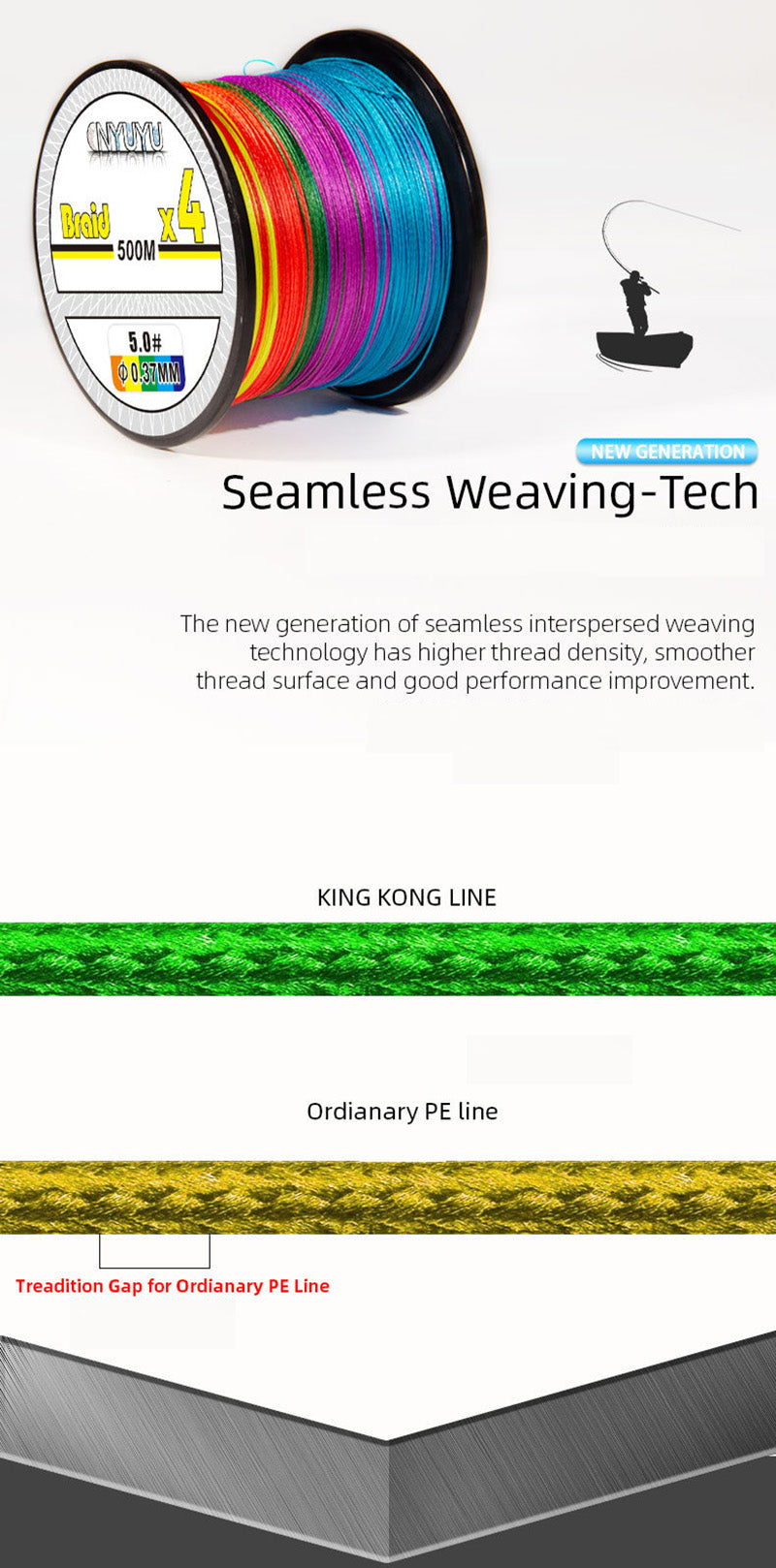 4 braided 500m PE line fishing line sub-sea fishing line