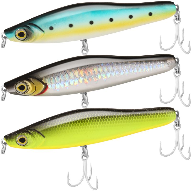 TRUSCEND Topwater Fishing Lures with BKK Hooks, Pencil Plopper Fishing Lure for Bass Catfish Pike Perch